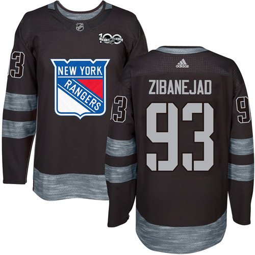 Adidas Rangers #93 Mika Zibanejad Black 1917-100th Anniversary Stitched NHL Jersey